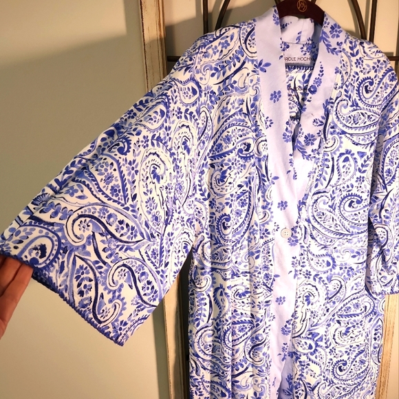Carole Hochman Blue Floral Robe & Nightgown Set S - Picture 3 of 12